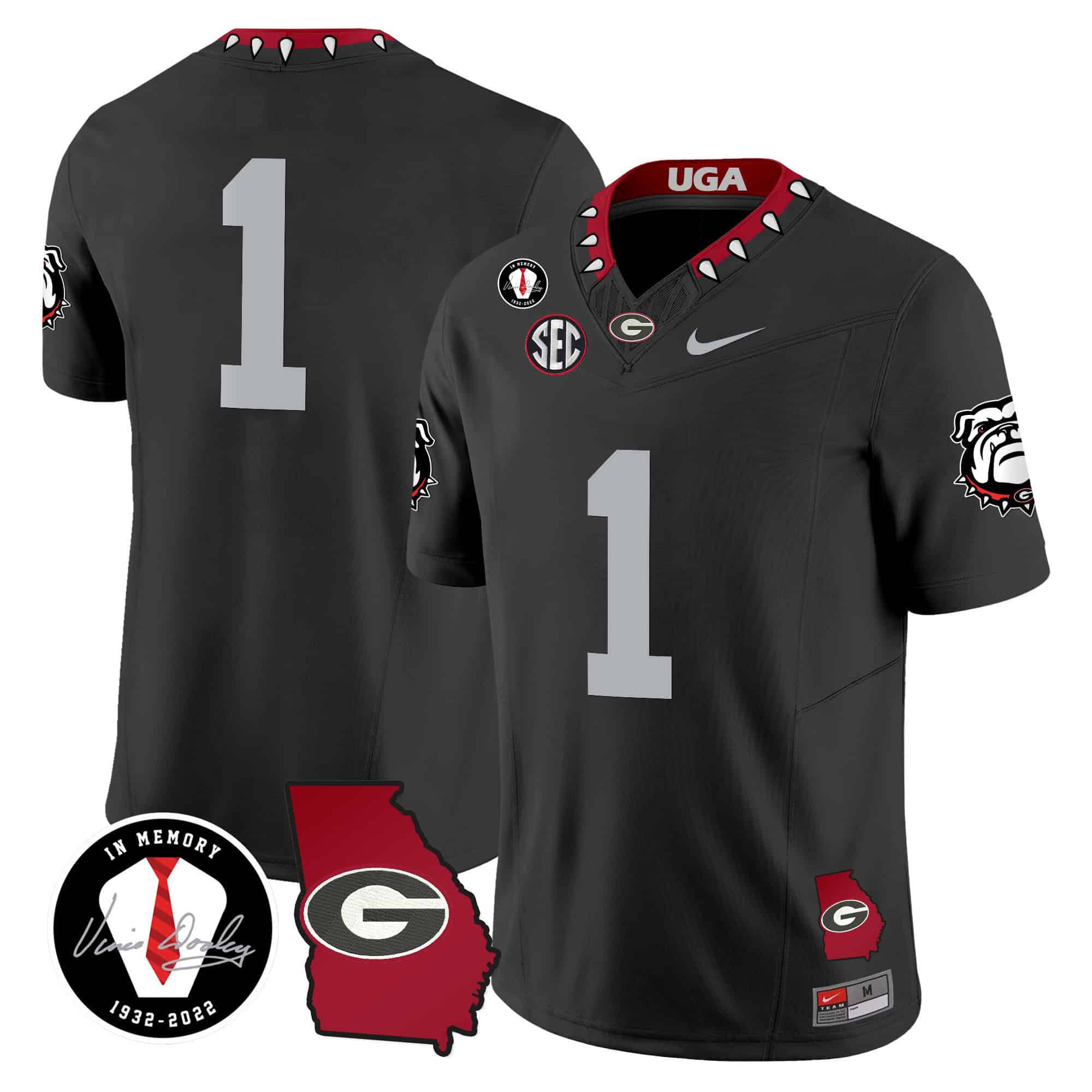 Men Georgia Bulldogs 1 No Name Black 2024 Nike Vapor NCAA Jersey style 2